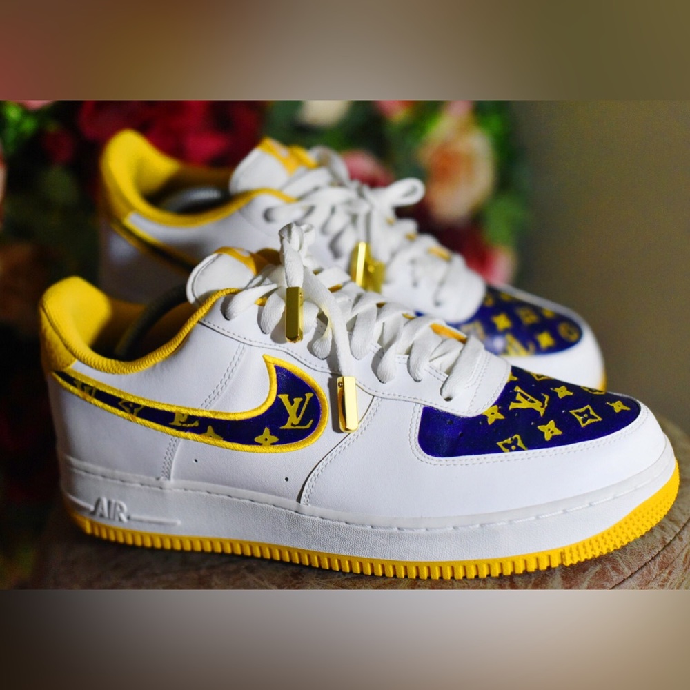 Nike Air Force 1 Low White Yellow Ochre Custom Purple Gold